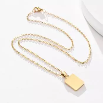 Ожерелье-подвеска с квадратными буквами AZ, ювелирное покрытие, геометрическая цепочка на ключицу для свадьбы C