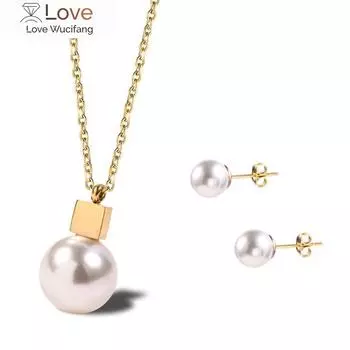 Ожерелье Подвеска Серьги Жемчужные Ювелирные Наборы Для Женщин Подарочные Моды