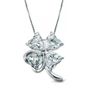 Ожерелье-подвеска в виде клевера с выбранным вами камнем, приносящим удачу [Miwahou Seki] Четырехлистник (Мартовский аквамарин)