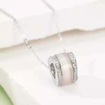 Ожерелье-пончик Mobius из стерлингового серебра 925 пробы с пряжкой из халцедона и цепочкой на ключицу 925 Silver