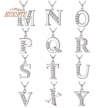 Ожерелье Популярное серебряное покрытие Медь Английские буквы Rhinestone Подвеска-цепочка для вечеринки S серебряный