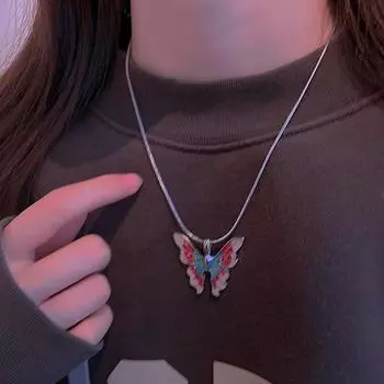Ожерелье принцессы Барби Радуга Фея Мечта Страна чудес Та же ключица цепочка цвет капель бабочка ожерелье Женский