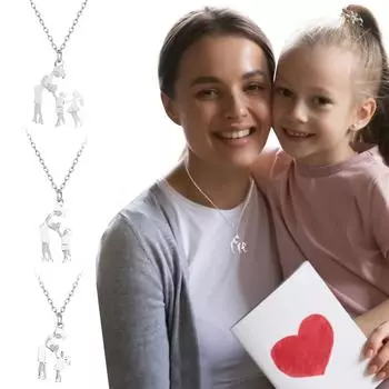Ожерелье Просто милые ожерелья с подвеской из нержавеющей стали Подвеска для мамы и дочки Ожерелье с подвесками Ювелирные изделия Подарок на день матери Изысканные ожерелья для женщин и девочек A