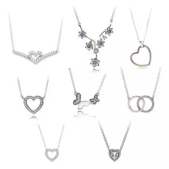 Ожерелье Rainbow Heart Love Butterfly для женщин, цепочка из стерлингового серебра 925 пробы с подвесками для пар, колье, женские украшения