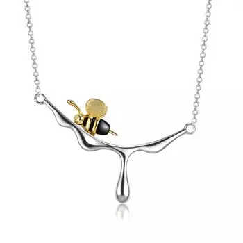 Ожерелье Rockyu Brand 925 Silver Cute Animal Bee Подвеска Тонкая ключичная цепочка из стерлингового серебра Ожерелье Lover Memorial Модный аксессуар для женщин