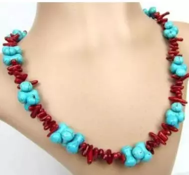 Ожерелье ручной работы из бирюзы и красного натурального коралла, ювелирные изделия, новинка, хит продаж