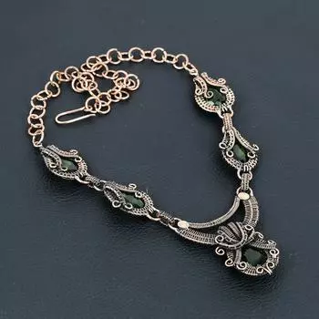 Ожерелье ручной работы из чистой медной проволоки с драгоценным камнем перидот для женщин 18.99 зелёный