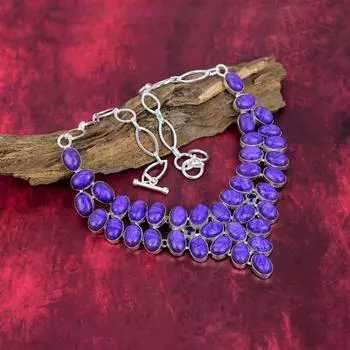 Ожерелье ручной работы из драгоценного камня чароит, ожерелье из цельного серебра 925 пробы, старинные ювелирные изделия, для подарка на помолвку Adjustable With 18 Inches фиолетовый