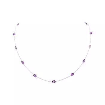 Ожерелье ручной работы из фиолетового аметиста, крошечное ожерелье из аметиста, серебряная цепочка, фиолетовый драгоценный камень, ожерелье с подвесками, подарки на Хэллоуин 18 Inches фиолетовый
