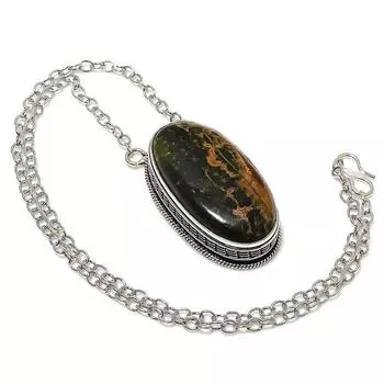 Ожерелье ручной работы из натурального океанского яшма из стерлингового серебра 925 пробы 20 дюймов f0e13