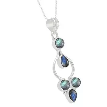 Ожерелье ручной работы из натурального лабрадорита, ожерелье с камнем по случаю рождения, серебро 925 пробы, подарок на свадьбу 18 Inch