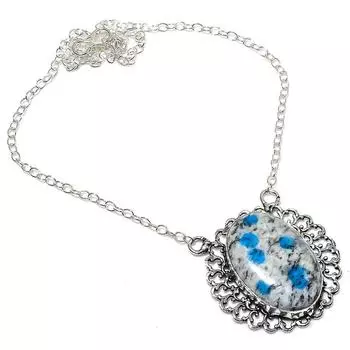 Ожерелье ручной работы из натурального азурита K2 из стерлингового серебра 925 пробы 18 дюймов y8i11