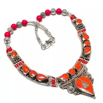 Ожерелье ручной работы из натурального красного коралла, 18 дюймов, d4O69