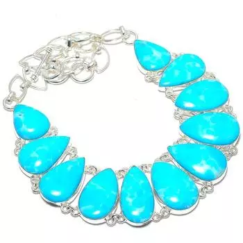 Ожерелье ручной работы из серебра 925 пробы с драгоценным камнем Ларимар, этническое, 18 дюймов JCN367-27