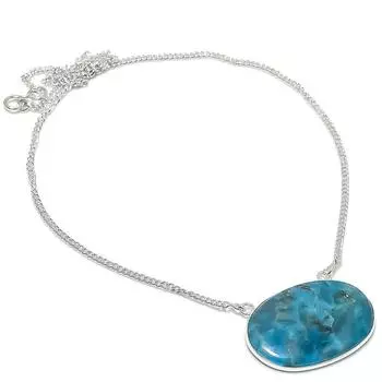 Ожерелье ручной работы из серебра 925 пробы с неоново-голубым апатитом, 18 дюймов, G5d75