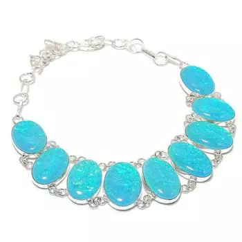 Ожерелье ручной работы из серебра 925 пробы с синим триплетным опалом, 18 дюймов, y6z19