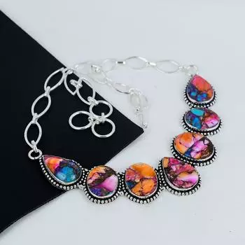 Ожерелье ручной работы из стерлингового серебра 925 пробы с драгоценными камнями King Mani Spiny Oyster, серебряное ожерелье King Mani Spiny Oyster для жены, ожерелье унисекс, подарок 20 оранжевый