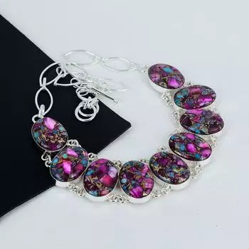 Ожерелье ручной работы из стерлингового серебра 925 пробы с драгоценными камнями King Mani Spiny Oyster, серебряное ожерелье King Mani Spiny Oyster для жены, ожерелье унисекс, подарок 20 фиолетовый