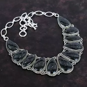 Ожерелье ручной работы из стерлингового серебра 925 пробы с драгоценными камнями нуммит 18 дюймов AMN-671