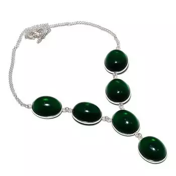 Ожерелье ручной работы из стерлингового серебра 925 пробы с натуральным хромдиопсидом 18 дюймов m6v82