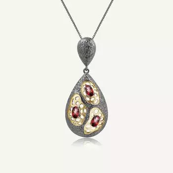 Ожерелье ручной работы из стерлингового серебра 925 пробы с натуральным гранатом 0,94 карата для женщин, элемент стойкости памяти гранат