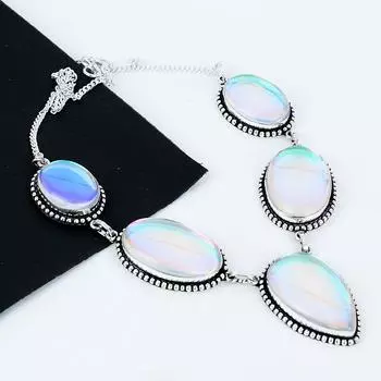 Ожерелье ручной работы из стерлингового серебра 925 пробы с мистическим радужным топазом, серебряное ожерелье с драгоценным камнем, украшения с радужным топазом для женщин, для подарков 20