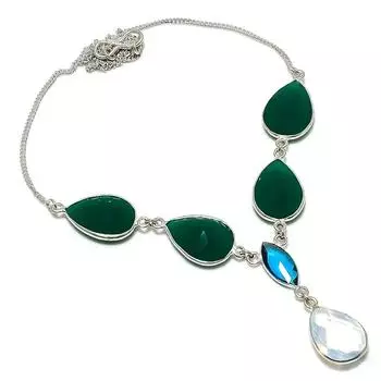 Ожерелье ручной работы из стерлингового серебра 925 пробы с натуральным молочным опалом 18 дюймов f4L05