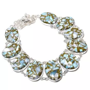 Ожерелье ручной работы из стерлингового серебра 925 пробы с натуральным медным камнем Ларимар 18 дюймов l2p84