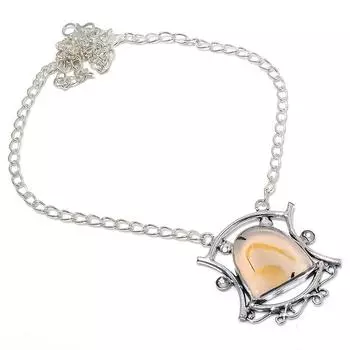 Ожерелье ручной работы из стерлингового серебра 925 пробы с натуральным агатом Монтаны 18 дюймов t3w71