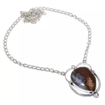 Ожерелье ручной работы из стерлингового серебра 925 пробы с натуральным болдер опалом 18 дюймов Z9k12