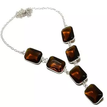 Ожерелье ручной работы из стерлингового серебра 925 пробы с натуральным медовым топазом 18 дюймов b1c95