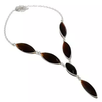 Ожерелье ручной работы из стерлингового серебра 925 пробы с натуральным дымчатым топазом, 18 дюймов, v2J73