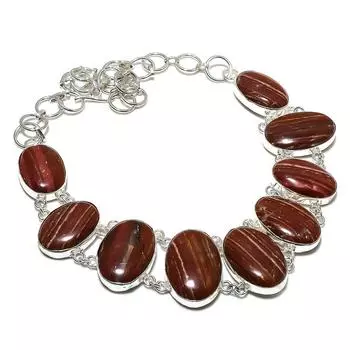 Ожерелье ручной работы из стерлингового серебра 925 пробы с натуральным радужным камнем 18 дюймов Y7A65