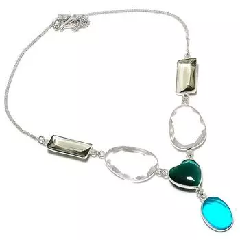 Ожерелье ручной работы из стерлингового серебра 925 пробы с натуральным белым топазом 18 дюймов J5L58