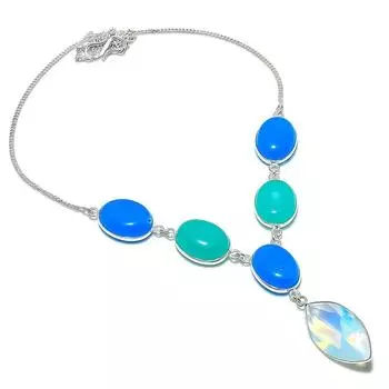 Ожерелье ручной работы из стерлингового серебра 925 пробы с натуральным молочным опалом 18 дюймов n9w44