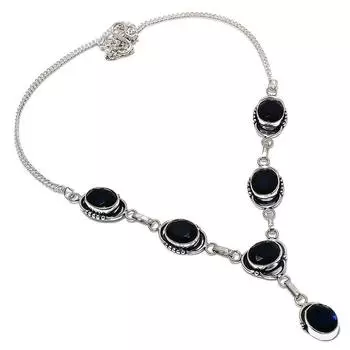 Ожерелье ручной работы из стерлингового серебра 925 пробы с натуральным лондонским голубым топазом 18 дюймов j9N77