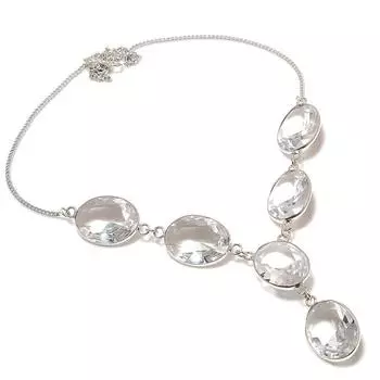 Ожерелье ручной работы из стерлингового серебра 925 пробы с натуральным белым топазом 18 дюймов Q5e61