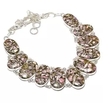 Ожерелье ручной работы из стерлингового серебра 925 пробы с натуральным родохрозитом 18 дюймов Q7D20