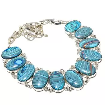 Ожерелье ручной работы из стерлингового серебра 925 пробы с натуральным синим кальцием, 18 дюймов P2G69