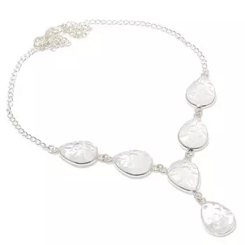 Ожерелье ручной работы из стерлингового серебра 925 пробы с натуральным белым топазом 18 дюймов o5n31