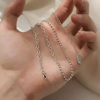 Ожерелье ручной работы из стерлингового серебра 925 пробы, асимметричное короткое ожерелье из тайского серебра с ключичной цепочкой для женщин S-N670 34.5cm add 8cm