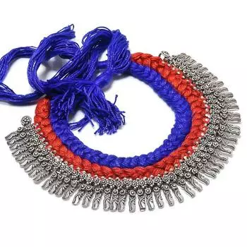 Ожерелье ручной работы из стерлингового серебра 925 пробы с натуральным афганским племенным драгоценным камнем 18 дюймов y8F72