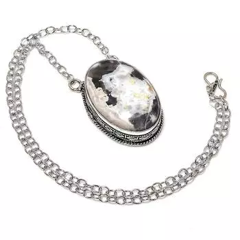 Ожерелье ручной работы из стерлингового серебра 925 пробы с натуральным черным рутилом 20 дюймов I5H30