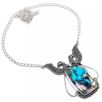 Ожерелье ручной работы из стерлингового серебра 925 пробы с натуральным драгоценным камнем колючей устрицы 18 дюймов S9k04