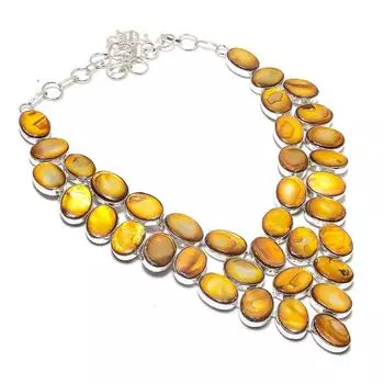 Ожерелье ручной работы из стерлингового серебра 925 пробы с драгоценными камнями и жемчугом 18 дюймов b4L39