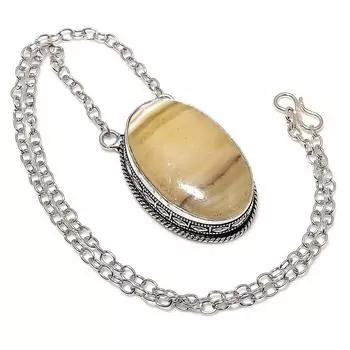 Ожерелье ручной работы из стерлингового серебра 925 пробы с натуральным кальцитом и агатом 20 дюймов S2D52