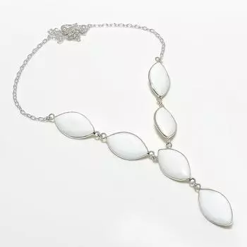 Ожерелье ручной работы из стерлингового серебра 925 пробы с натуральным белым драгоценным камнем Monalisa 18 дюймов H7W71