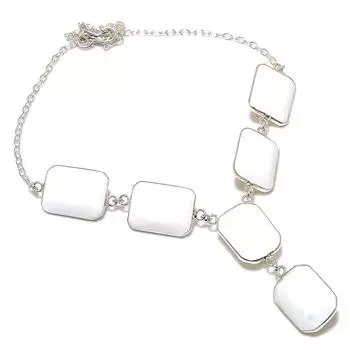 Ожерелье ручной работы из стерлингового серебра 925 пробы с натуральным белым драгоценным камнем Monalisa 18 дюймов f4t08