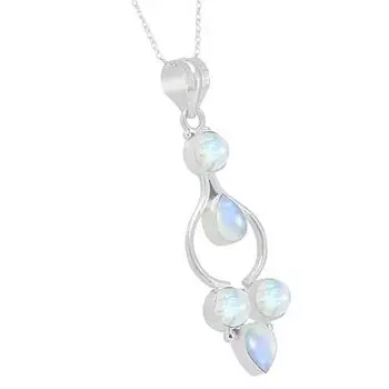 Ожерелье ручной работы из стерлингового серебра 925 пробы с лунным камнем, ожерелье в стиле бохо, подарок на годовщину, серебряные украшения, подарок для нее 18 inch