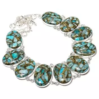 Ожерелье ручной работы из стерлингового серебра 925 пробы с натуральным медным амазонитом 18 дюймов r3S69